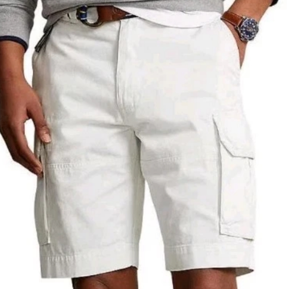 Polo Ralph Lauren Baggy Cargo Shorts Men Sz 40 Relaxed Fit 10"In White Nautical